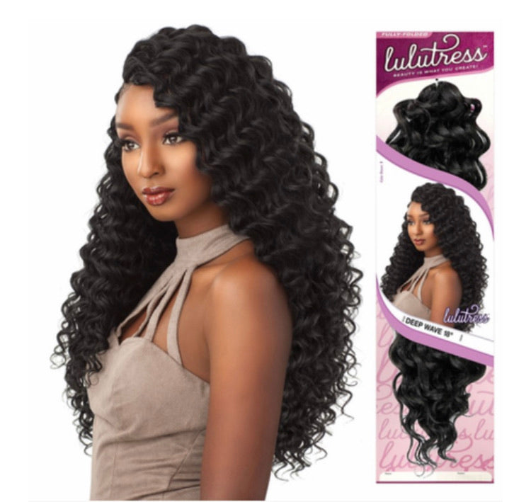 Lulutress Crochet Hair #1B Deep wave 18”